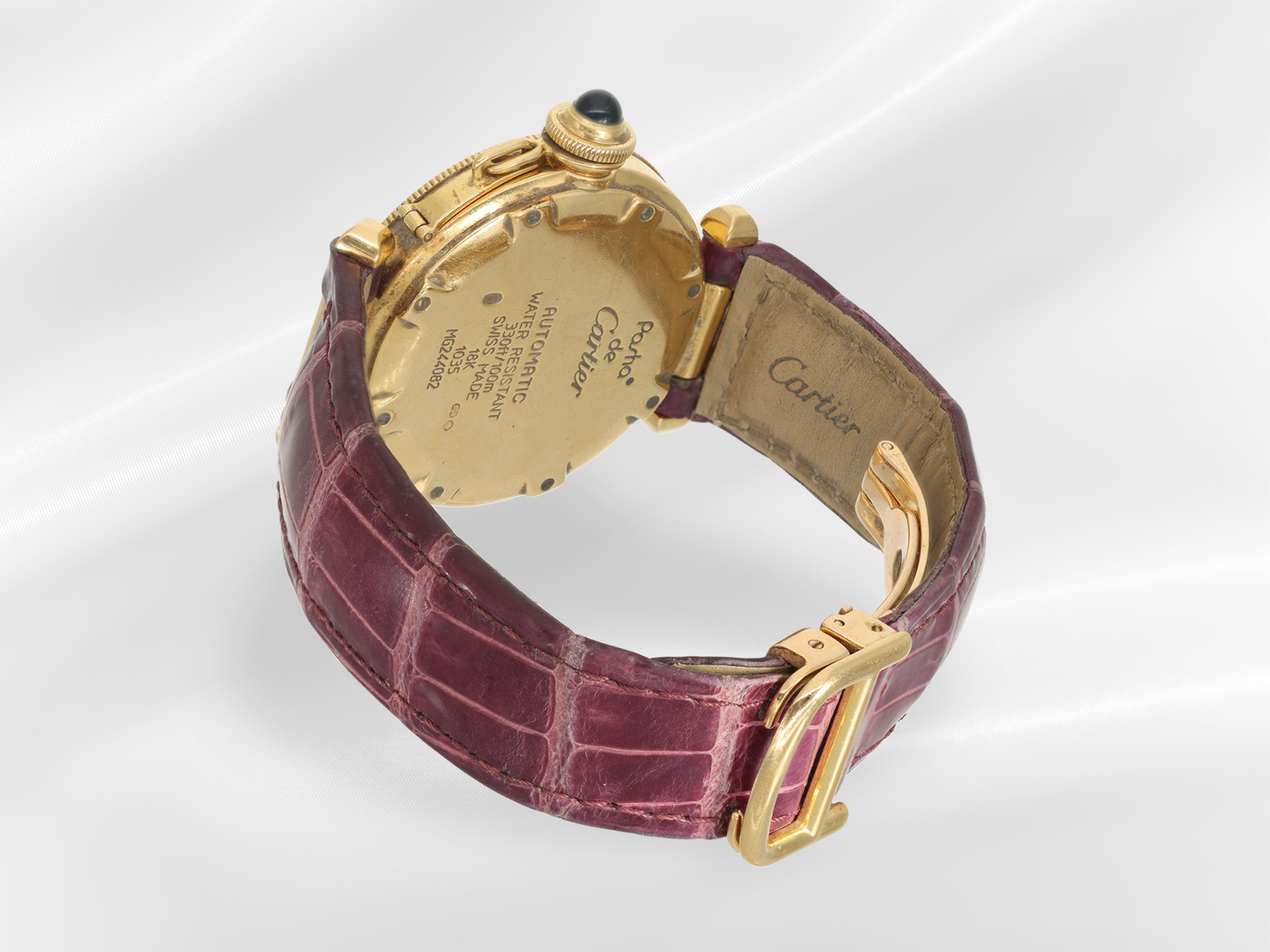 Wristwatch: luxury Cartier Pasha Automatic Medium Ref.1035, 18K gold men's watch with original brace - Image 3 of 4