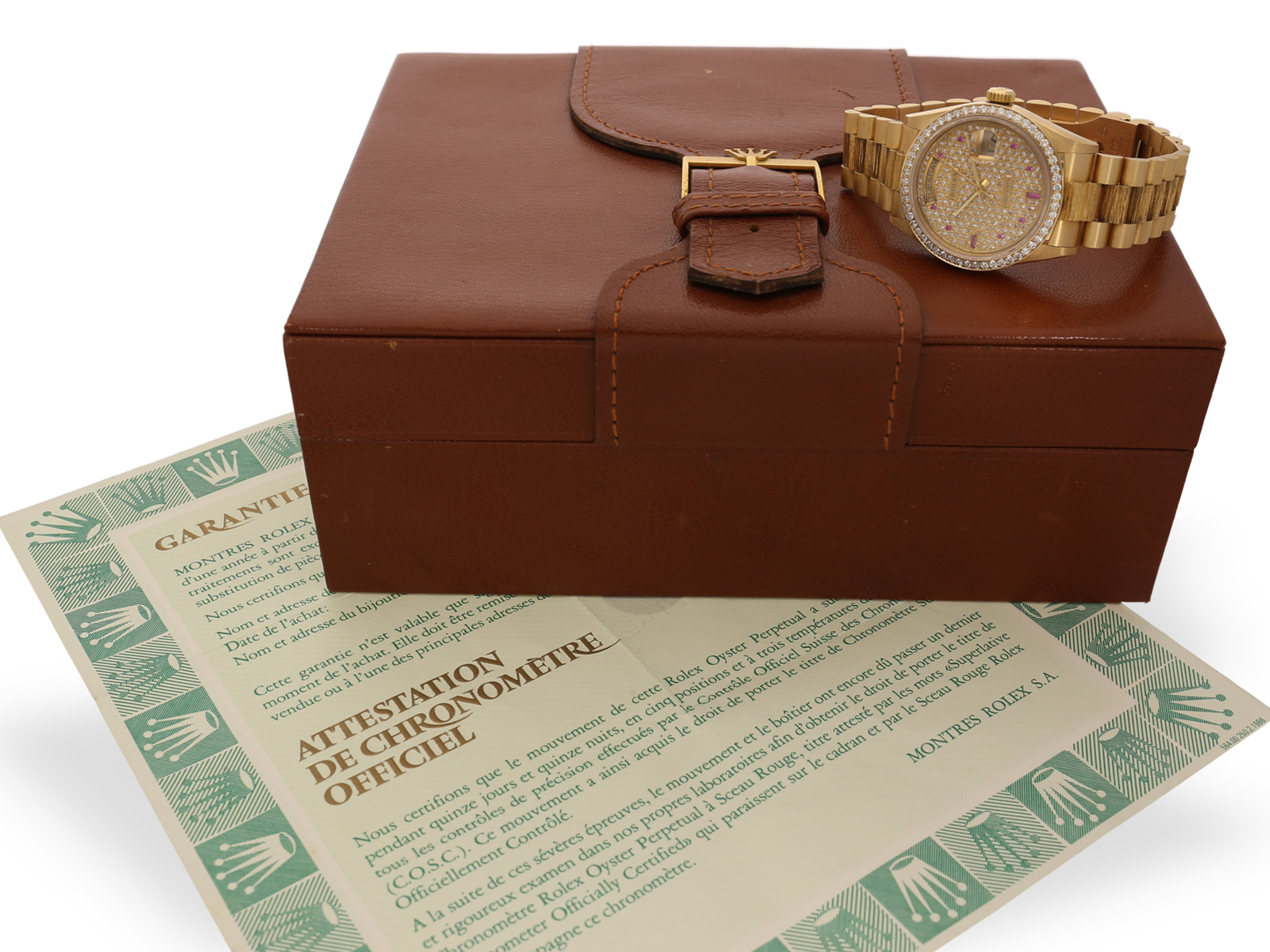 Armbanduhr: Rolex Day Date Borke Ref. 18078 von 1986, New-Old-Stock, Box und Papiere - Bild 11 aus 12