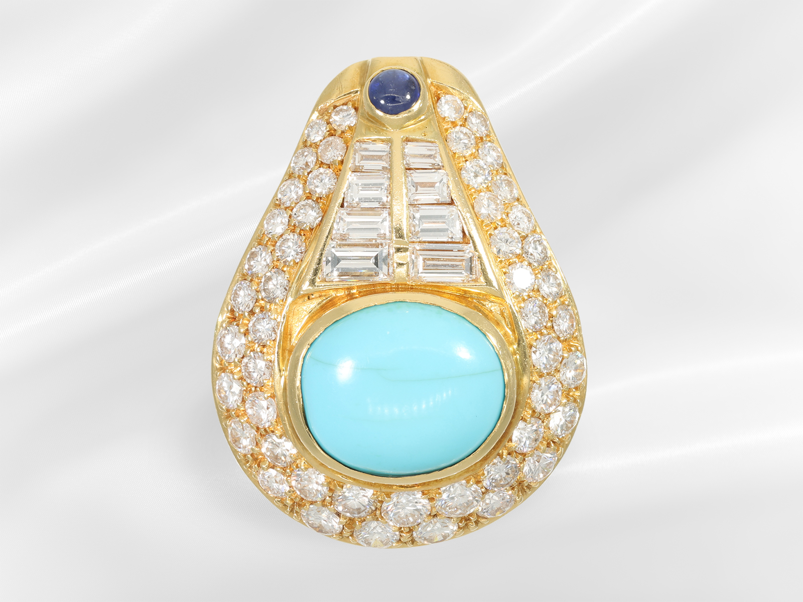 Extremely decorative turquoise/sapphire jewellery set with abundant brilliant-cut diamonds/diamonds, - Image 2 of 7
