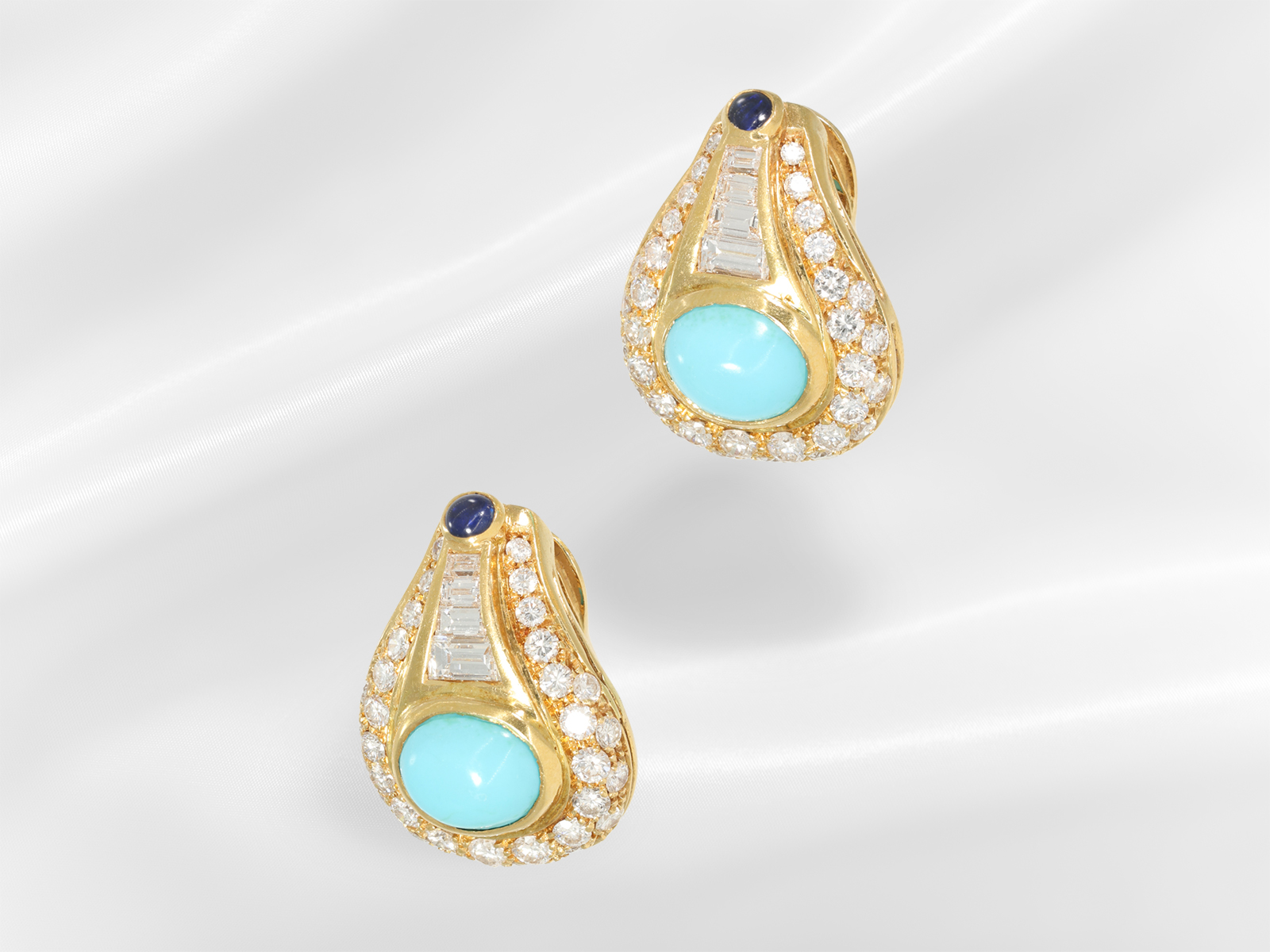 Extremely decorative turquoise/sapphire jewellery set with abundant brilliant-cut diamonds/diamonds, - Image 5 of 7