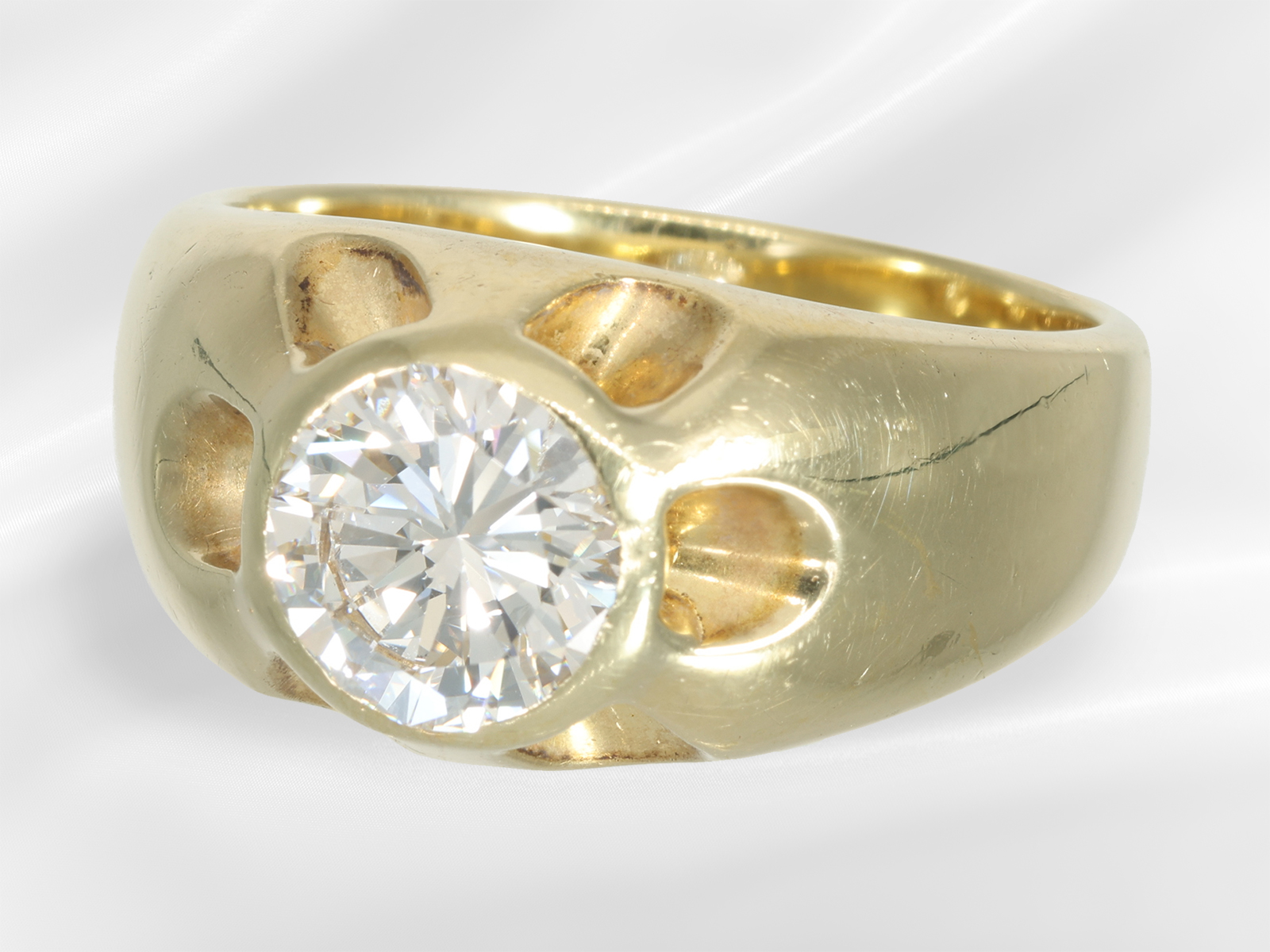 Ring: gold men's ring/ladies' ring with a brilliant-cut diamond in top quality, 2.03ct, HRD report - Image 4 of 5