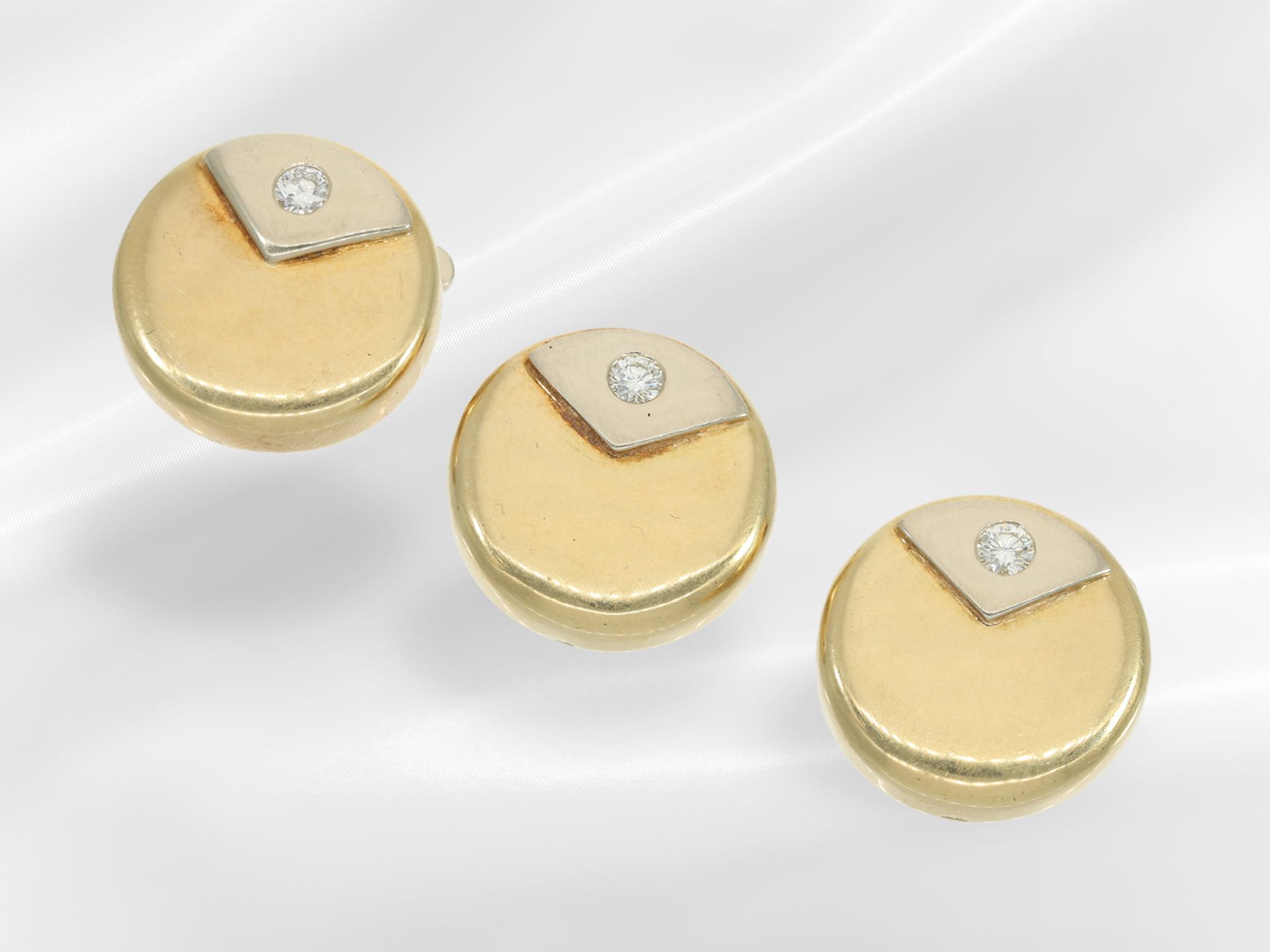 Collar buttons/ clip buttons: set of 3 vintage buttons with brilliant-cut diamonds, Vienna