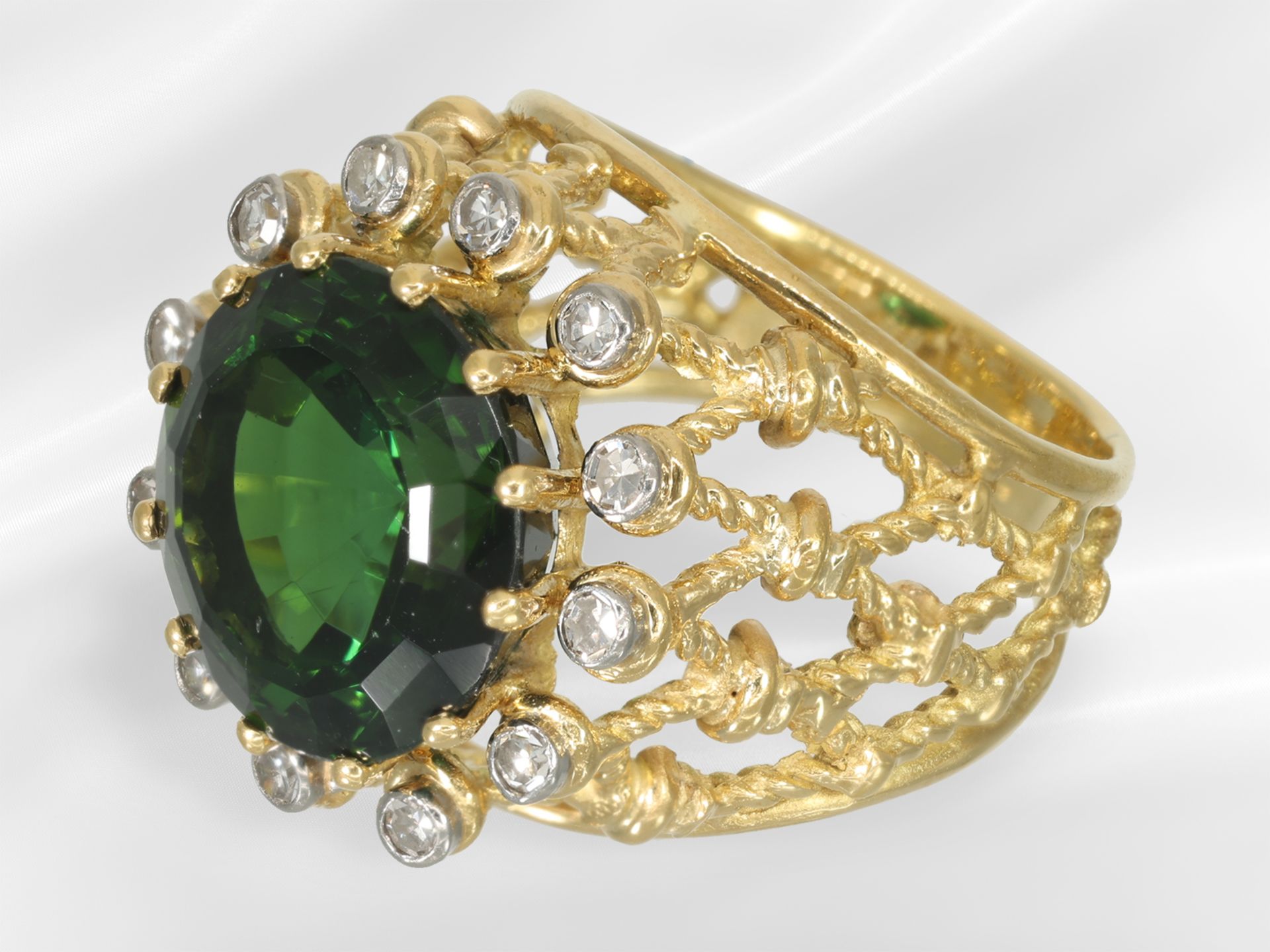 Ring: very decoratively crafted vintage goldsmith ring with a large tourmaline of approx. 7.3ct - Image 3 of 4