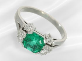 Ring: hochfeiner Smaragd/Brilliantring, vermutlich Muzo, ca.1,2ct