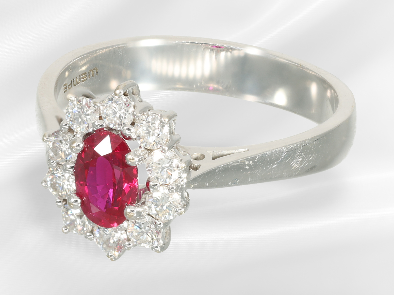 Ring: very fine ruby/brilliant-cut diamond gold ring from Wempe, approx. 1ct gemstone setting - Image 2 of 5