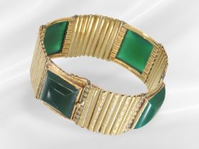 Antikes Armband mit grünen Farbsteinen, vermutlich Jade, 30er Jahre