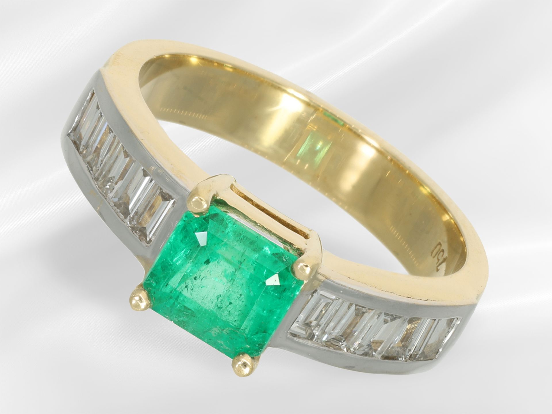 Ring: moderner und solider Smaragd-Diamant-Goldschmiedering, ca. 2,2ct - Bild 3 aus 7