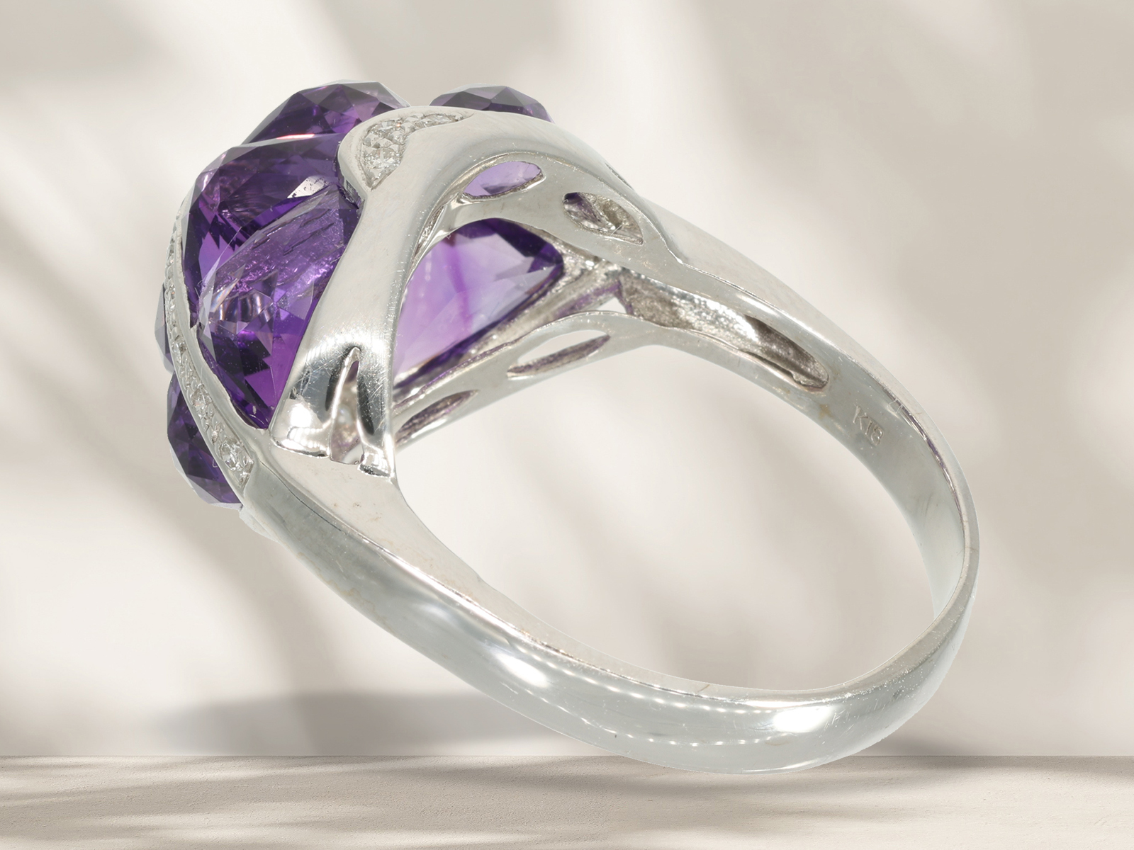 Ring: exceptional designer ring with brilliant-cut diamonds and amethysts, cocktail ring - Image 7 of 7