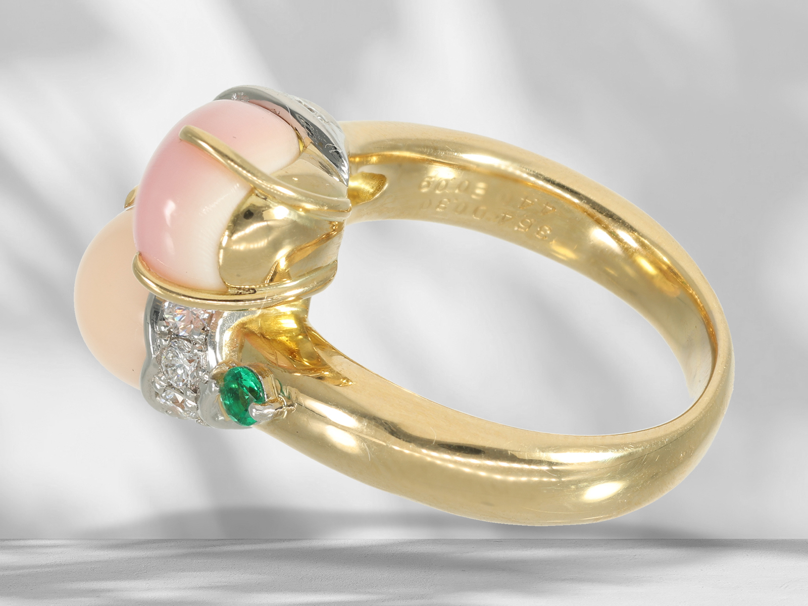Ring: unique goldsmith ring with 2 exceptionally large natural pearls "conch", 8ct! - Image 5 of 6