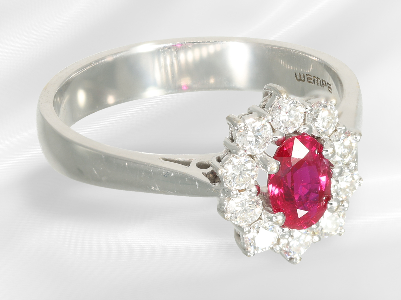 Ring: very fine ruby/brilliant-cut diamond gold ring from Wempe, approx. 1ct gemstone setting - Image 5 of 5