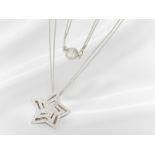 Chain/necklace: very decorative white gold brilliant-cut diamond star pendant by Christ with double 