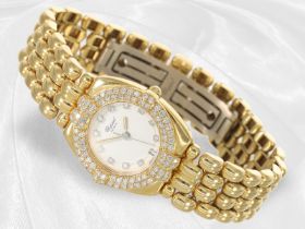 Armbanduhr: äußerst luxuriöse, schwere Damenuhr Chopard "GSTAAD", 18K Gold mit Brillantlünette, Ref.