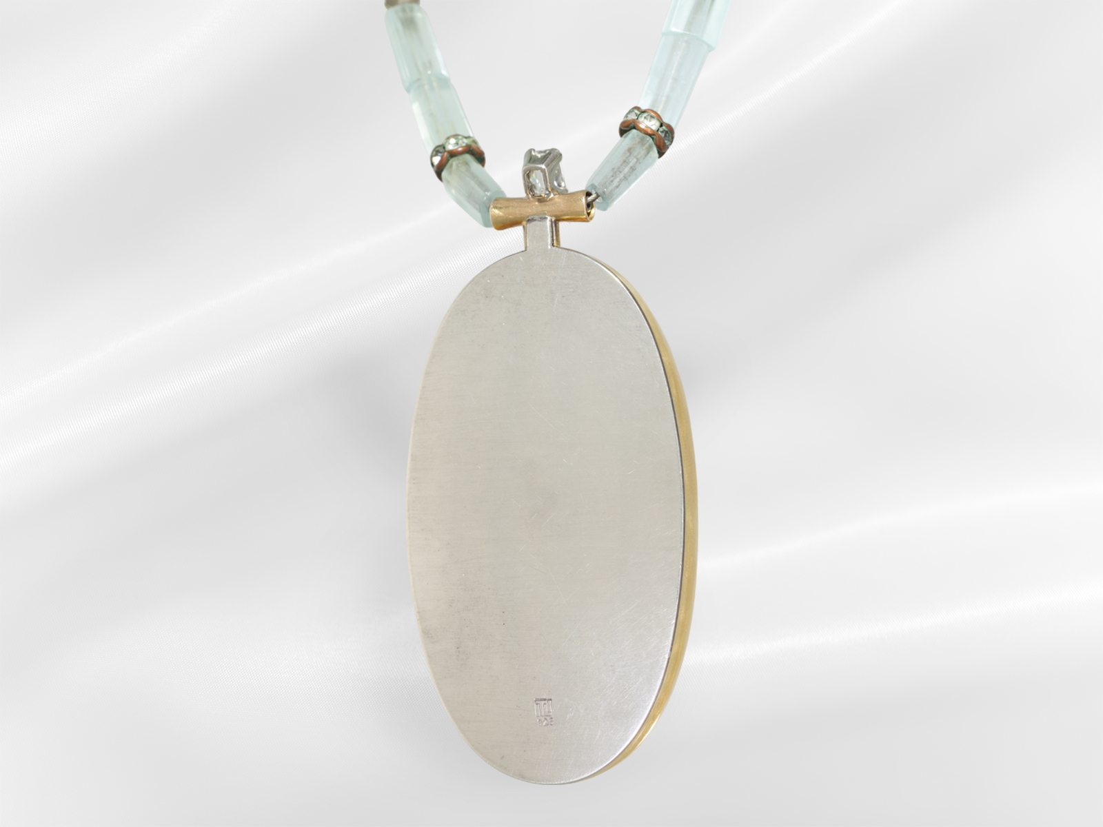 Chain/necklace: unique goldsmith work, aquamarine of approx. 400ct, diamond 0.8ct - Image 4 of 6