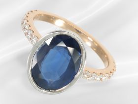 Ring: sehr wertvoller, neuwertiger Saphir/Brillantring, Saphir "Royal Blue - No Heat" ca. 3,84ct