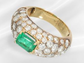 Ring: sehr dekorativer vintage Smaragd/Brillant-Goldschmiedering, ca. 5ct