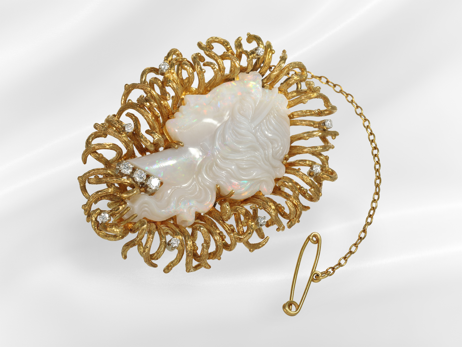 Brooch/pendant: unusual vintage goldsmith work with opal cameo, possibly Andrew Grima - Image 4 of 6