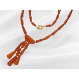 Necklace: extremely rare Art Deco amber necklace with brown butterscotch amber, ca. 1920