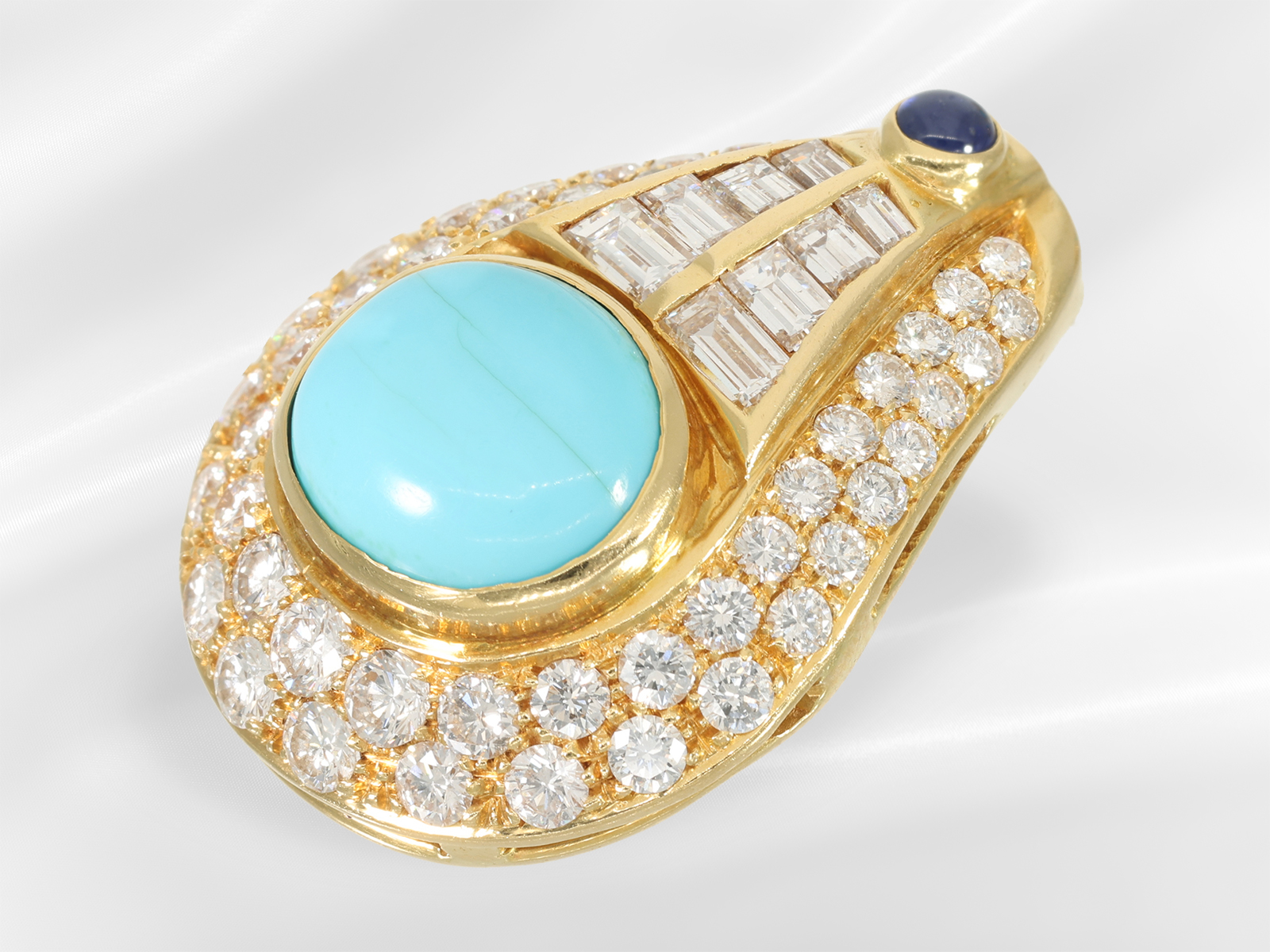 Extremely decorative turquoise/sapphire jewellery set with abundant brilliant-cut diamonds/diamonds, - Image 3 of 7