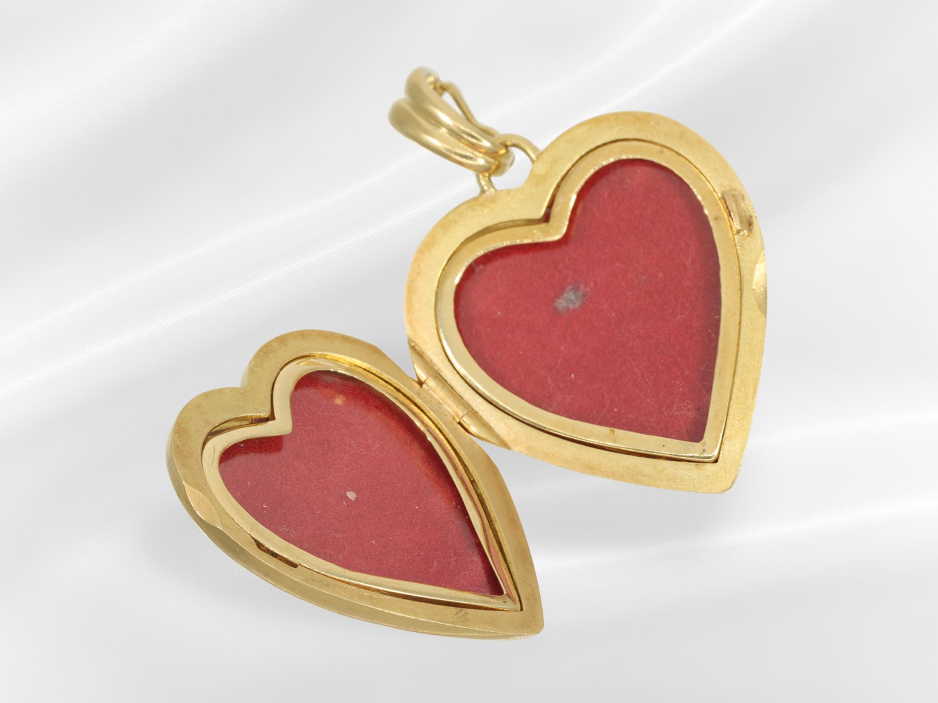 Pendant: heart-shaped vintage medallion pendant set with gemstones in 18k gold - Image 5 of 5