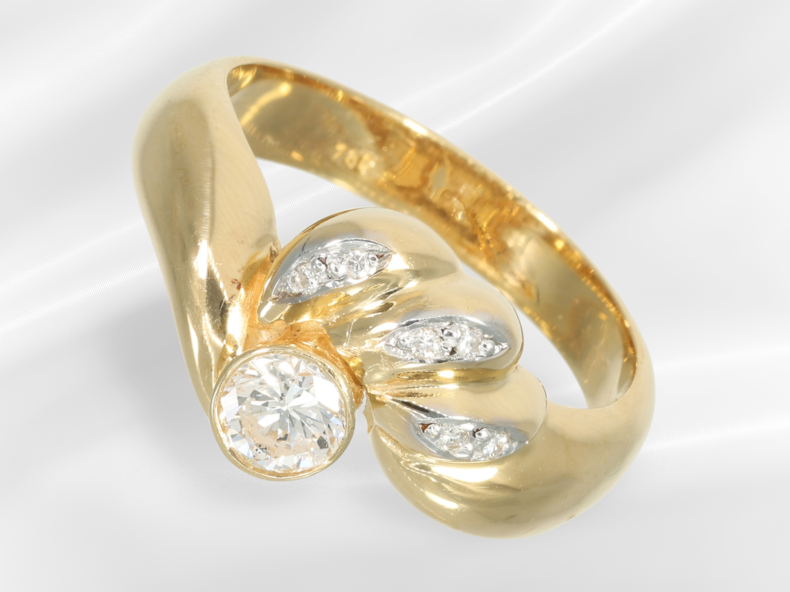 Ring: vintage brilliant-cut diamond gold ring, approx. 0.41ct brilliant-cut diamonds