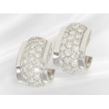 Earrings: modern, very beautiful and high-quality Italian brilliant-cut diamond hoop earrings, appro