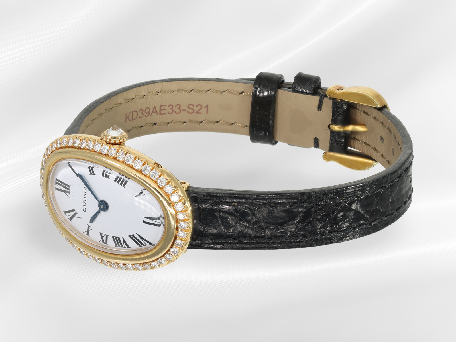 Wristwatch: luxurious, rare Cartier Baignoire ladies' wristwatch in 18K yellow gold with brilliant-c - Image 2 of 4