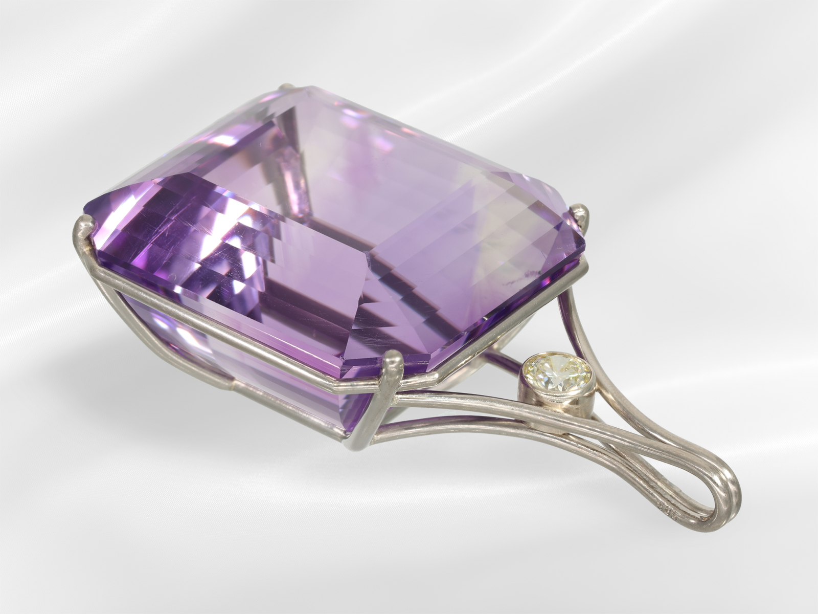 Chain/pendant: important goldsmith jewellery with amethyst of approx. 200ct, platinum, unique piece - Image 6 of 8