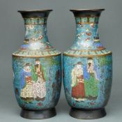 Paar Champlevé Vasen, Japan, um 1900