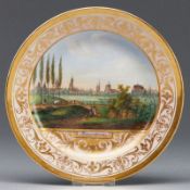 Teller - Ansicht von Braunschweig. Fürstenberg, um 1820.