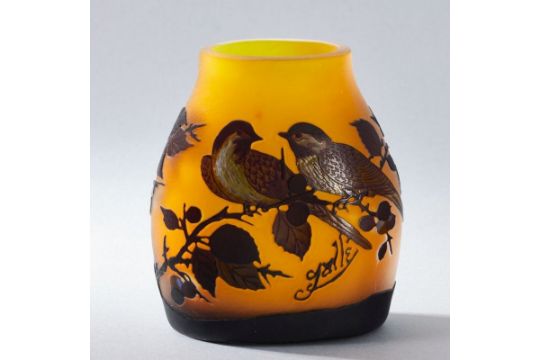 Ovale Vase - Vögel auf Ast. Azuga, Rumänien um 1990. - Bild 1 aus 7