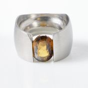 Autorenschmuck: Edelstahlring mit Chrysoberyll