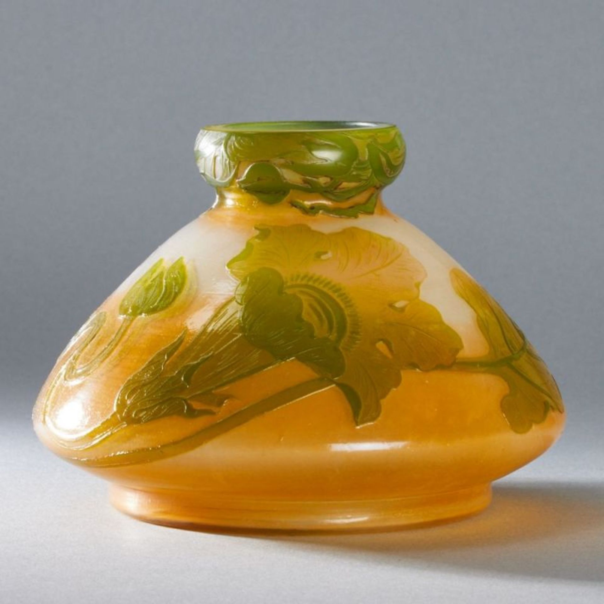 Vase - Kürbisblüten. Glasfabrik Muller Frères, Croismare / Frankreich 1900-1914.