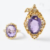 Amethyst-Set: Anhänger und Ring