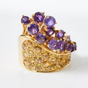 Designer-Ring mit Amethyst und Citrin