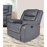 BRAND NEW & BOXED Malaga leather Single seater manual recliner armchair in grey.