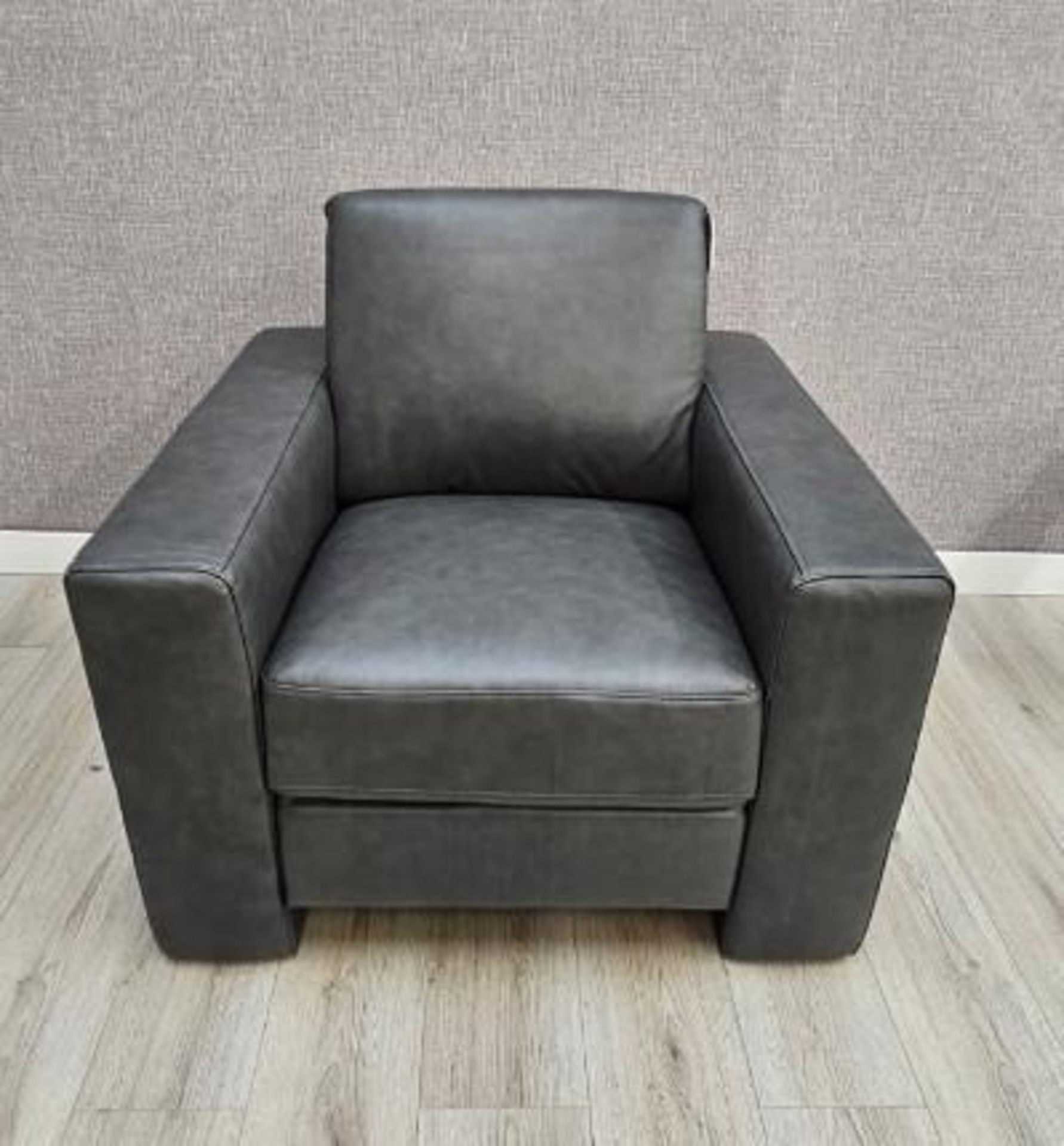 Brand new & boxed ATS Boston 3 + 1 + 1 static leather suite in Pewter Grey. - Bild 4 aus 4