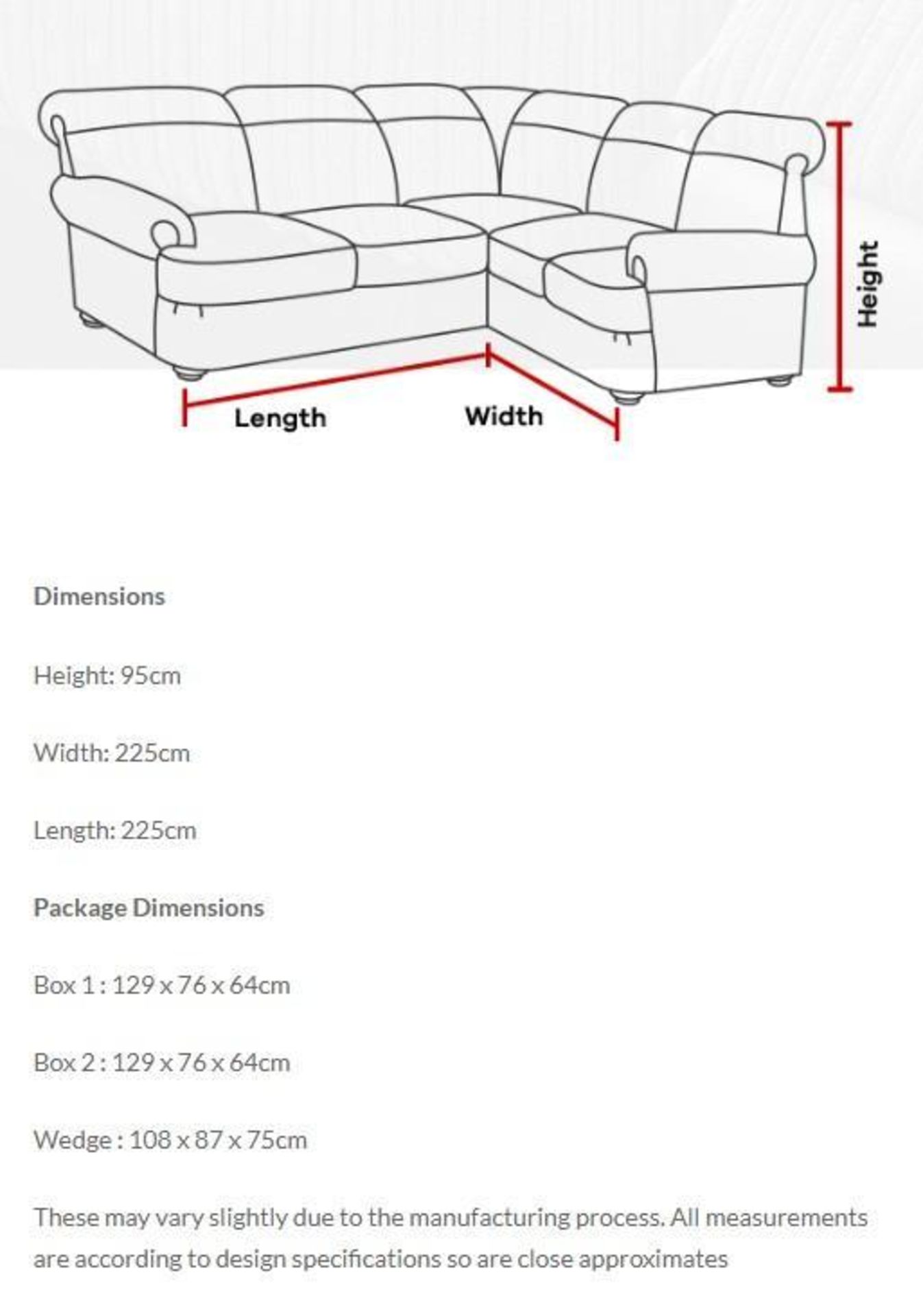BRAND NEW & BOXED California corner sofa in grey with black leather trim RRP: £1,399.00 - Bild 2 aus 2