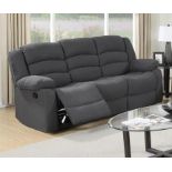 BRAND NEW fabric Malaga 3 seater manual recliner sofa in chenille grey.