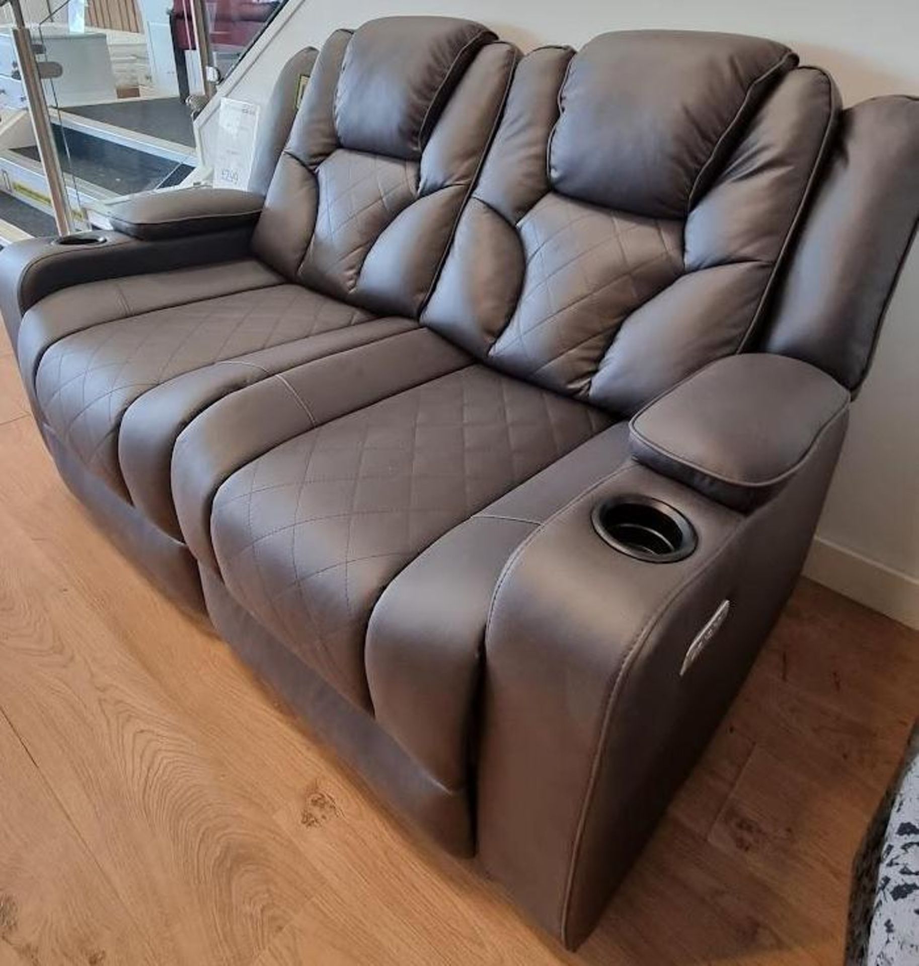 *BRAND NEW & BOXED* Enzo cinema 3 + 2 seater sofa with floor led lights, Cup holders - Image 2 of 8