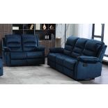 *BRAND NEW & BOXED* Sapphire 3 + 2 seater manual reclining sofa in luxurious velvet feel ocean blue