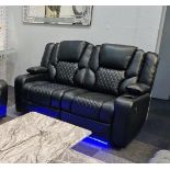 BRAND NEW Black Leather 2 Seater Electric Recliner With USB Charging Port and Floor lights.