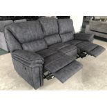 BRAND NEW Boston 3 seater fabric manual recliner suite in elephant grey. RRP: £850