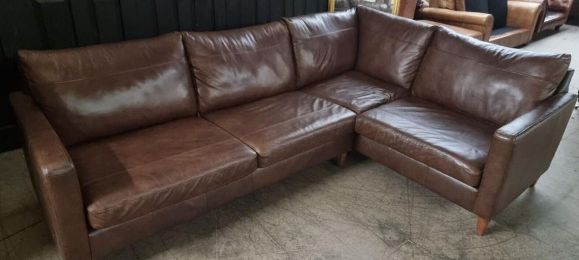 Brand New John Lewis 100% leather Bailey corner sofa in Chestnut Brown - Image 3 of 4