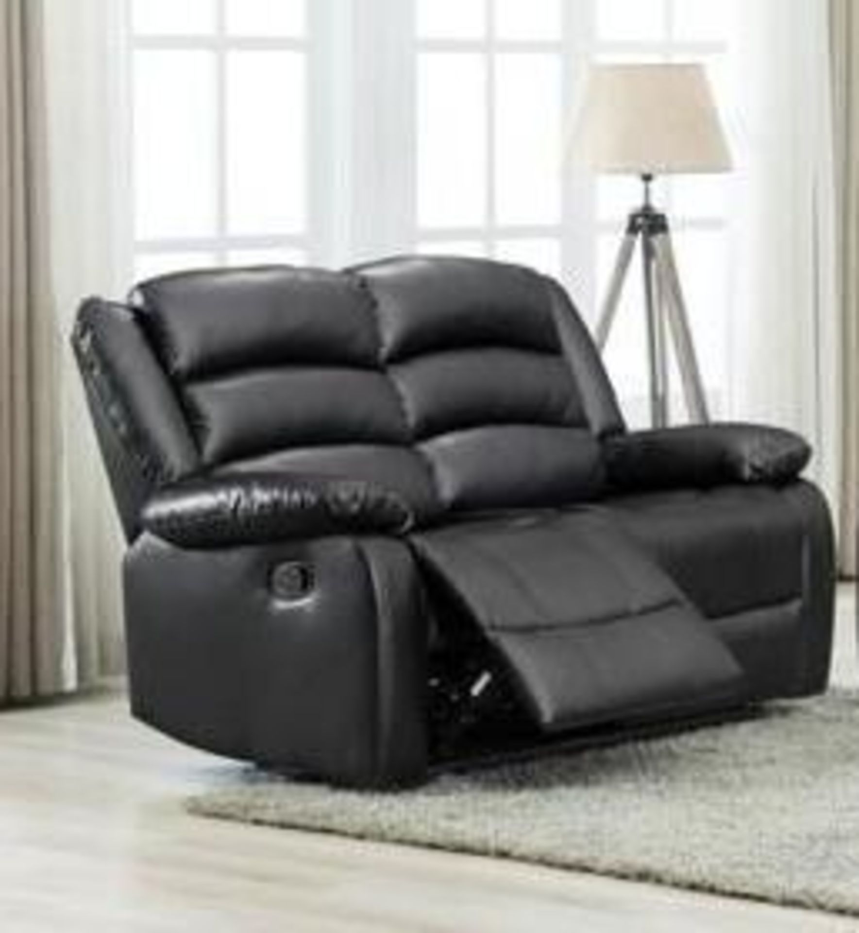 BRAND NEW & BOXED Malaga leather 3 + 2 + 1 seater manual recliner suite in Black. - Image 4 of 4