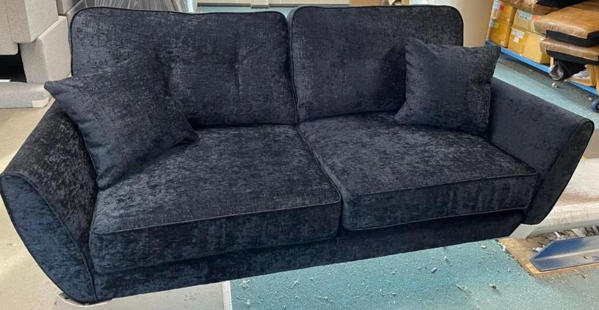 BRAND NEW French connection zinc 3 + 2 seater suite in Cobra Charcoal. RRP: £1,499