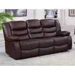 BRAND NEW & BOXED Malaga leather 3 seater manual recliner sofa. RRP: £949