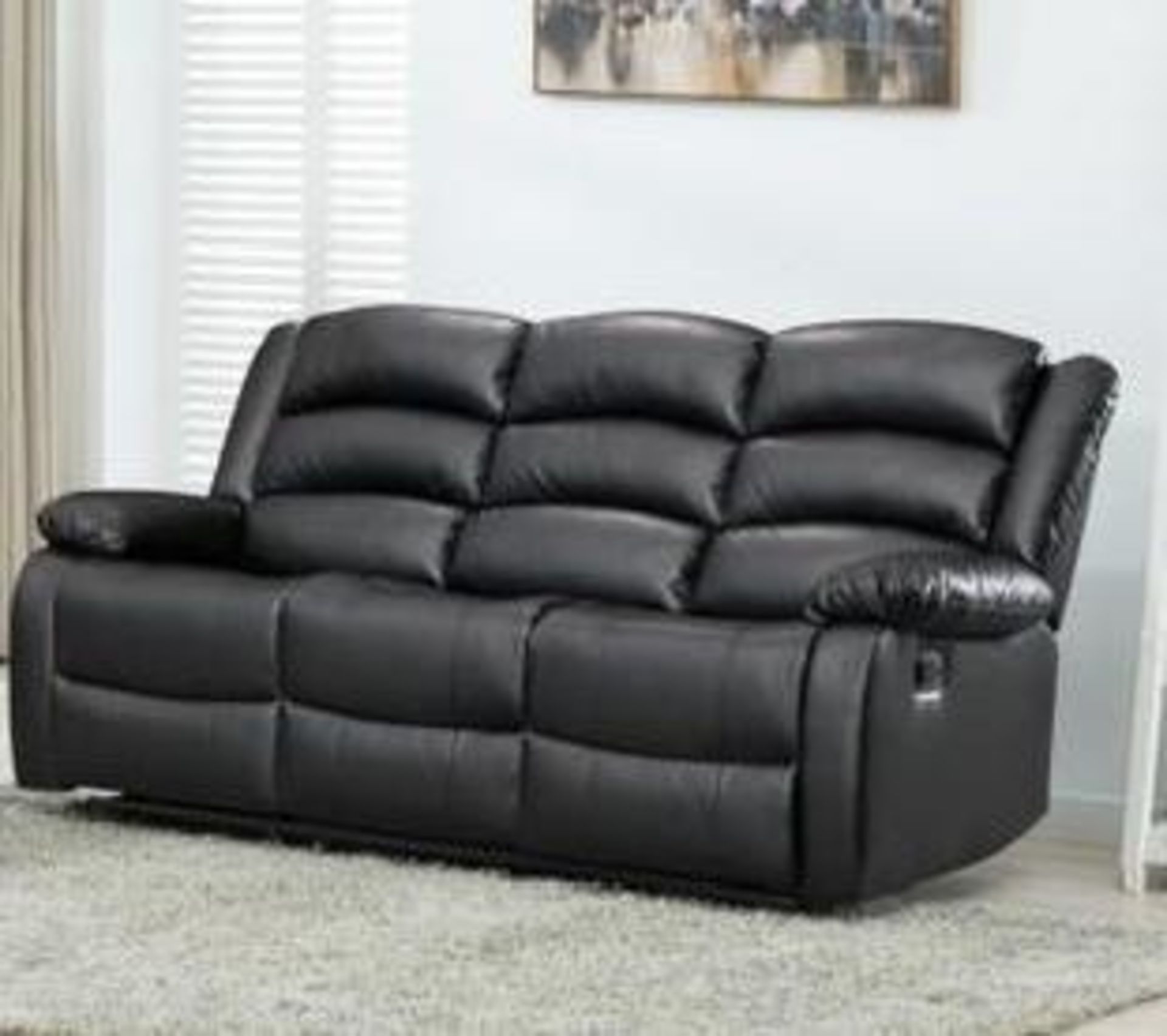 BRAND NEW & BOXED Malaga leather 3 + 2 seater manual recliner suite. - Image 2 of 4