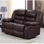 BRAND NEW & BOXED Malaga leather 2 seater manual recliner sofa. RRP: £749