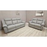 Brand new & boxed ATS Malaga 3 + 2 manual leather recliners in Gladius Grey