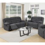 BRAND NEW fabric Malaga 3 + 2 seater manual recliner sofa in chenille grey.